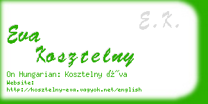 eva kosztelny business card